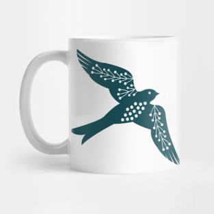 Folk Birds dark teal Mug